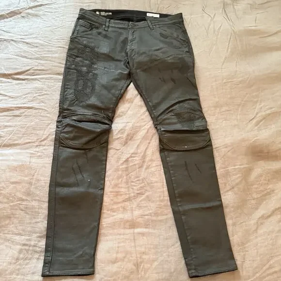 G Star Raw Men's Jeans 5620 3D Zip Knee Skinny 36x32 Black Moto Biker Streetwear